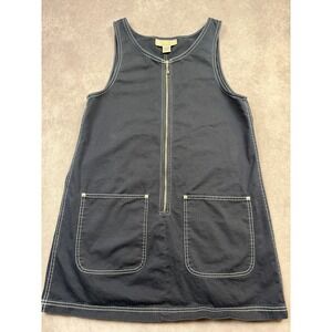 VTG Express Black Cotton Utility Zip‎ Front Dress Pockets Stitched Size M